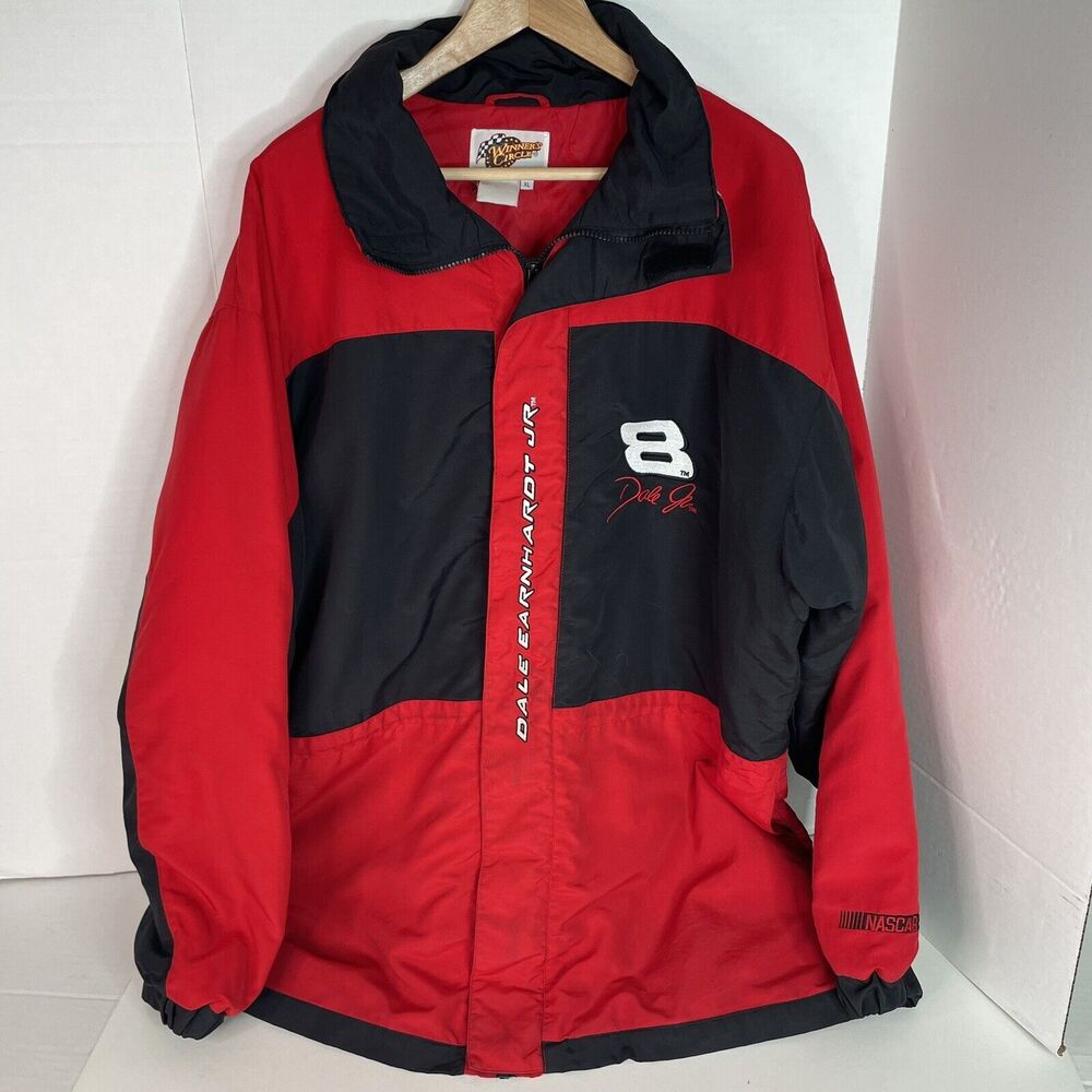 Vintage Dale Earnhardt Jr Winter Coat XL, Red, Budweiser Long, Winners Circle #8